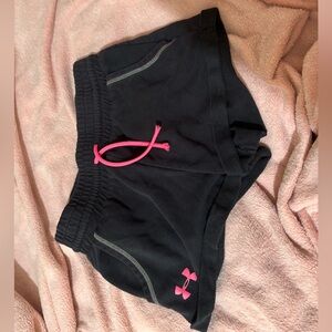 Under Armour Youth/Junior Athletic Shorts - Black with Pink Details